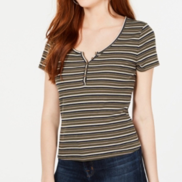 Hippie Rose Moss Stripe Tee Juniors XL - Picture 1 of 3